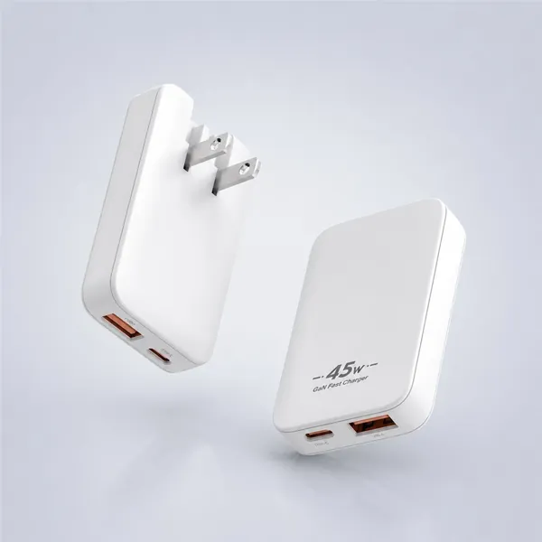 CB 45W ultra-thin GaN charger version II in white, plain face with square edges