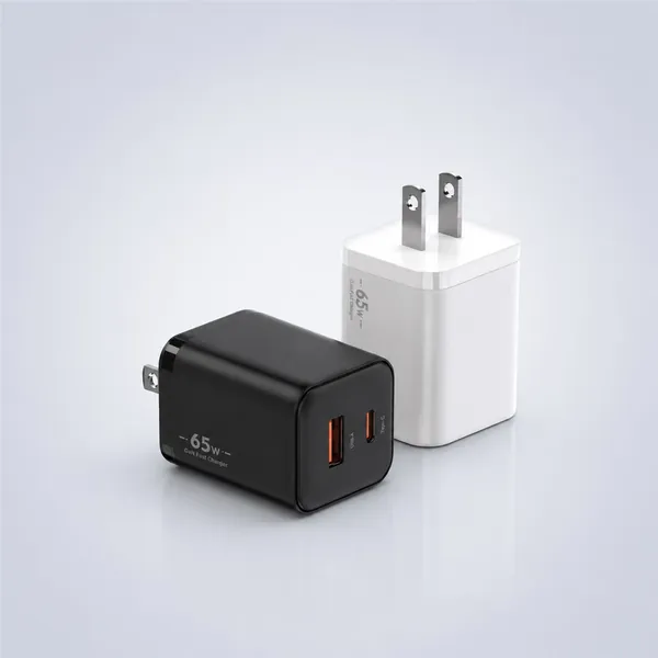 BK 65W lipstick-shaped GaN charger in black and white