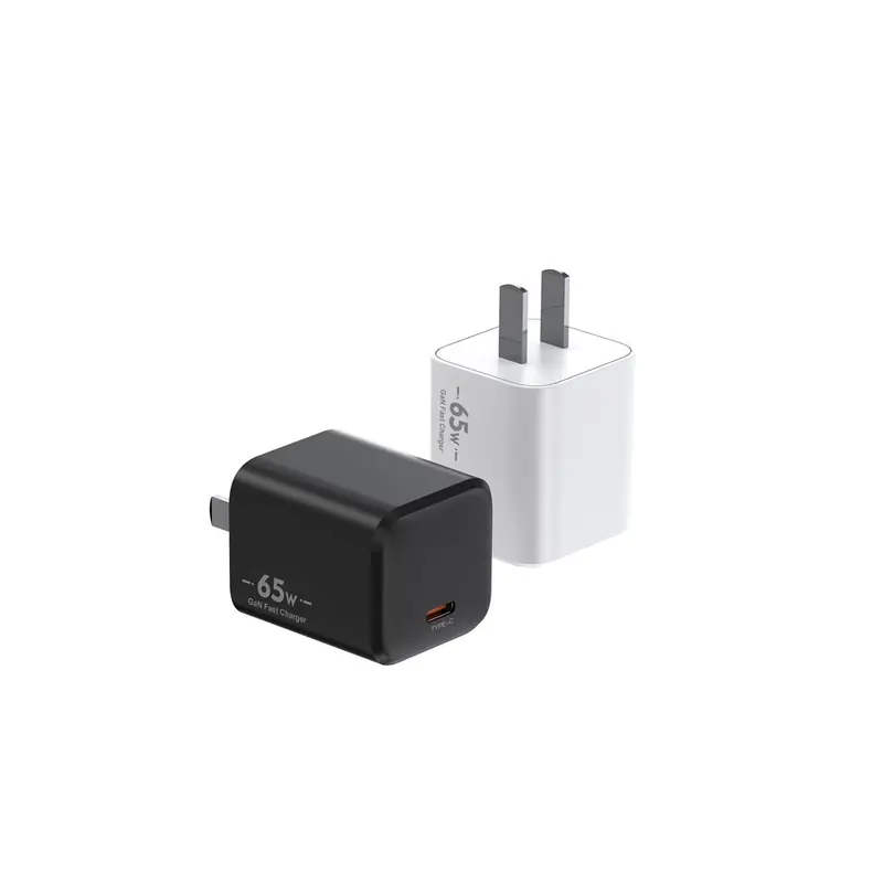 XFC 65W GaN charger with CN plug and one USB-C port, in black and white